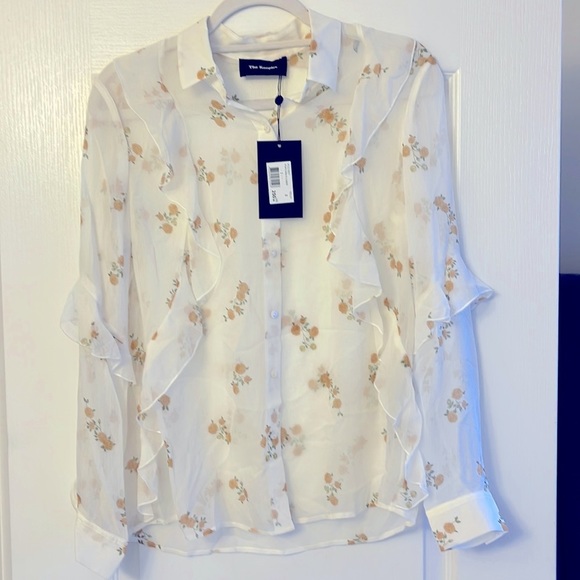 The Kooples Popcorn Foral Print Sheer Silk Shirt-Size 2 - Picture 2 of 9